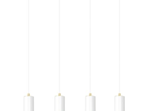Hanglamp Geernaro wit met vier pendels, verstelbare hoogte en goudkleurige accenten