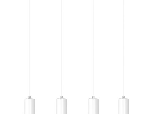 Hanglamp Sliebos Wit met vier verstelbare pendels, slank design en witte afwerking met zilveren details