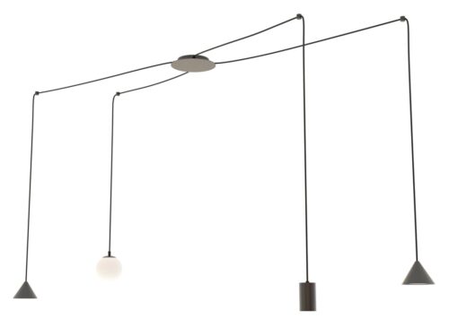 FUJI hanglamp brons en zwart, verstelbare hoogte, modern design met vier pendels