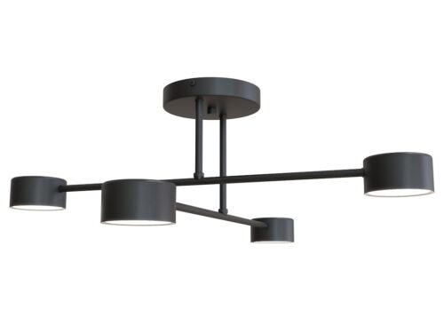 Plafondlamp Grotund zwart met vier lichtpunten en strak Scandinavisch design