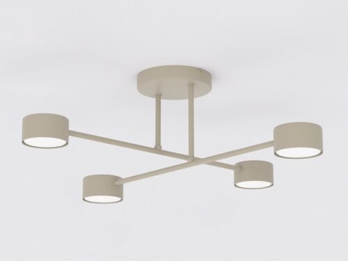 Plafondlamp Greibel Beige met vier lichtpunten en moderne, minimalistische stalen afwerking