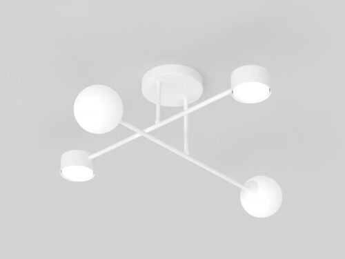 Plafondlamp Peiso wit Ø10 cm met vier lichtpunten en sculpturaal, modern design