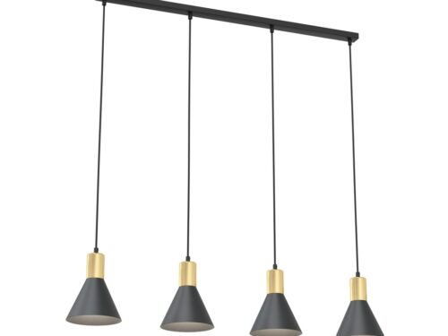 Hanglamp Furny Zwart Ø16 cm met 4 verstelbare pendels en gouden binnenzijde, modern minimalistisch design