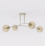 Plafondlamp Klaunsir Beige Ø14 cm met boogdesign en vier amberkleurige glazen bollen