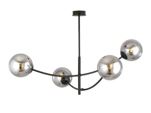 Plafondlamp Zeimmane zwart Ø14 cm met 4 grafietglazen bollen en strak modern design