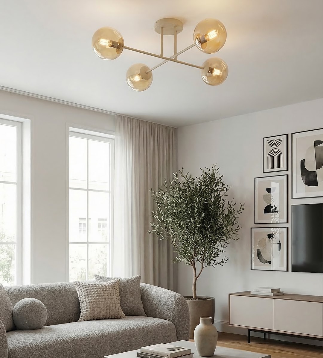 Plafondlamp Jeisse Beige Ø14 cm - Afbeelding 6