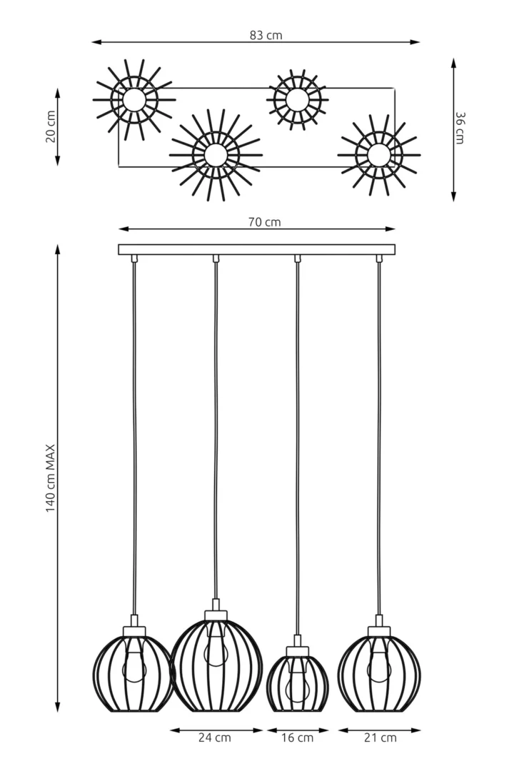 Hanglamp Naural Zwart Ø24 cm - Afbeelding 7