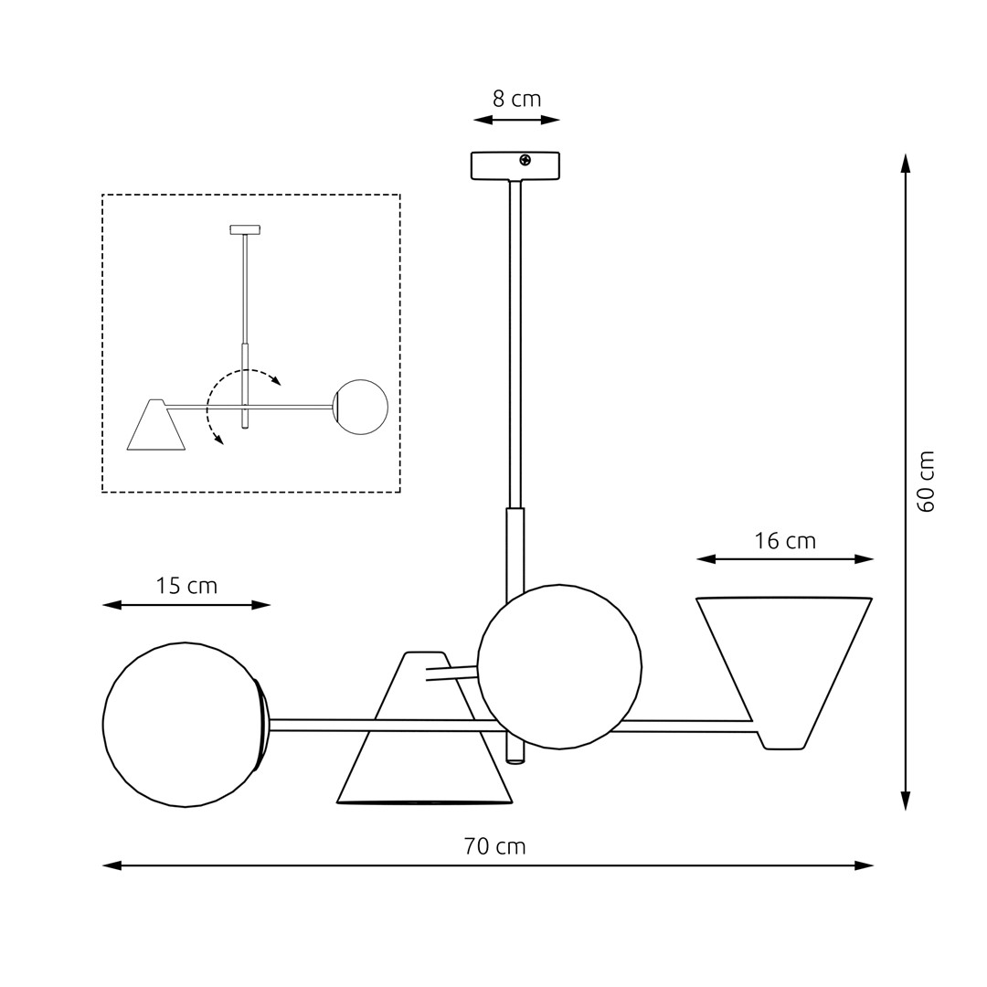 Kroonluchter Skeernang Zwart Ø15 cm - Afbeelding 8