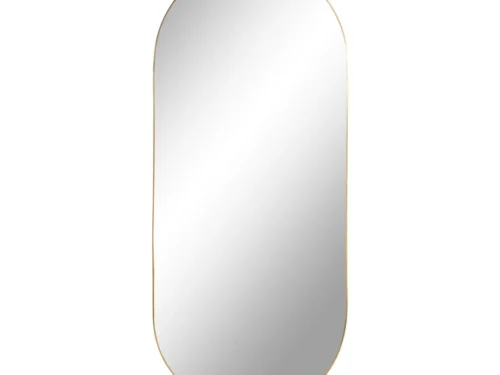 Spiegel Klemmira messing 80x35 cm met slanke afgeronde vorm en elegante gouden rand