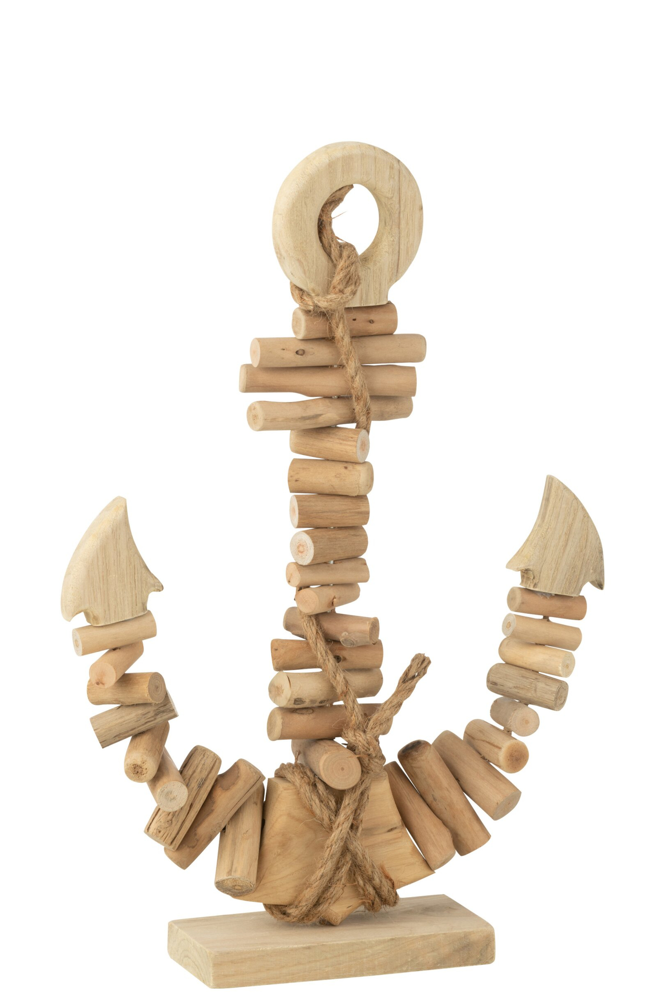Skarmura naturel houten woonaccessoire met touwdetail en abstracte vorm op stevige voet