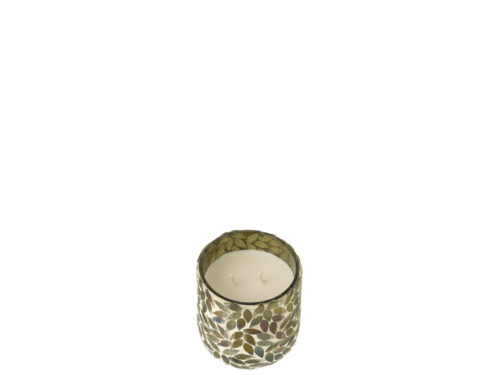Geurkaars Trira Groen in groen glas met was en oosterse thee- en kruidengeur, compact sfeervol design