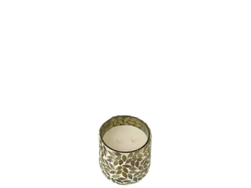 Geurkaars Trira Groen in groen glas met was en oosterse thee- en kruidengeur, compact sfeervol design