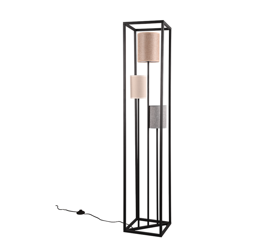 Vloerlamp Sannone Mat Zwart H153 cm - Set van 3 - Afbeelding 2