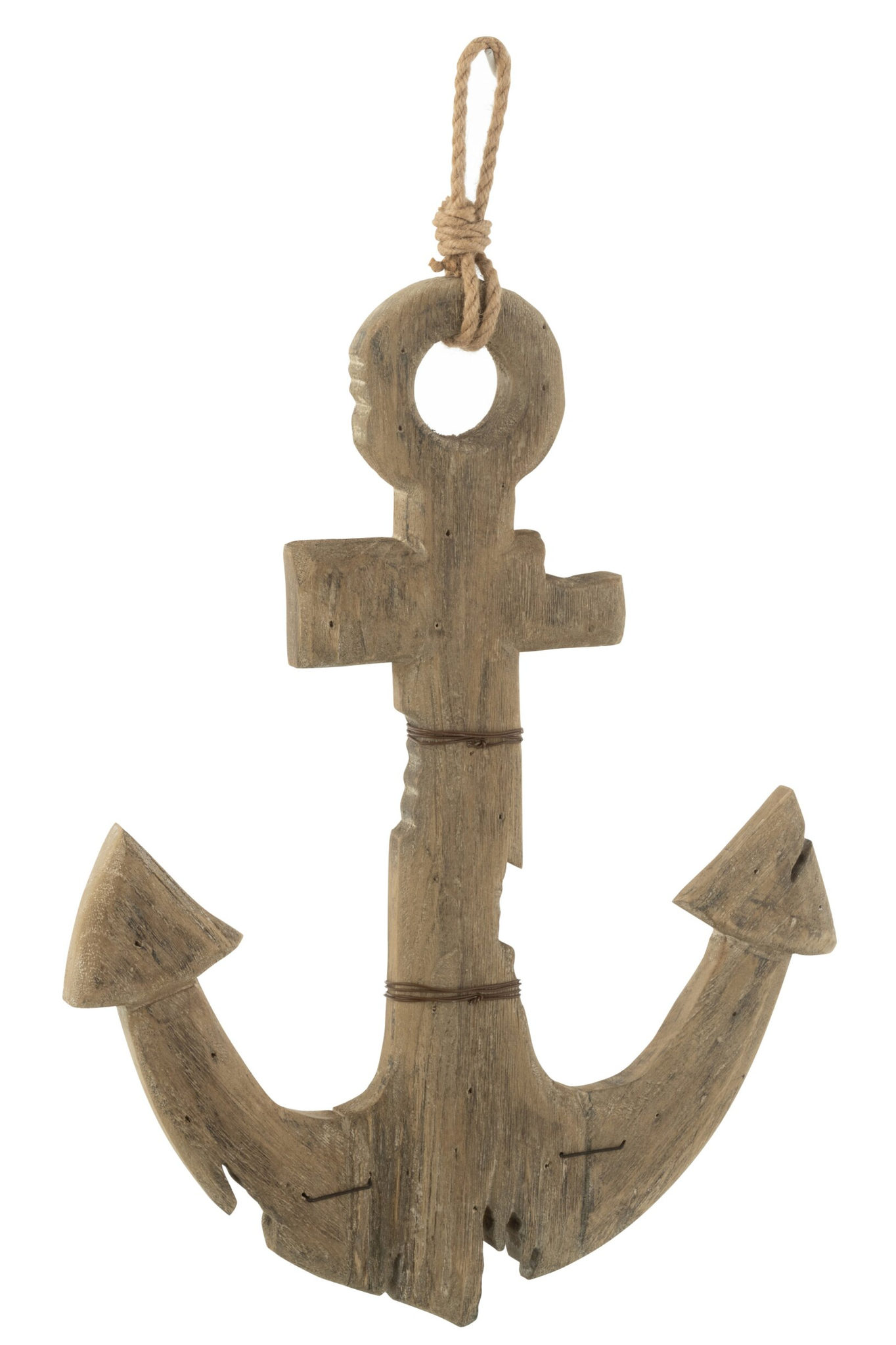 Decoratie Griemir Hout Naturel anker van paulowniahout met jute koord en rustieke uitstraling