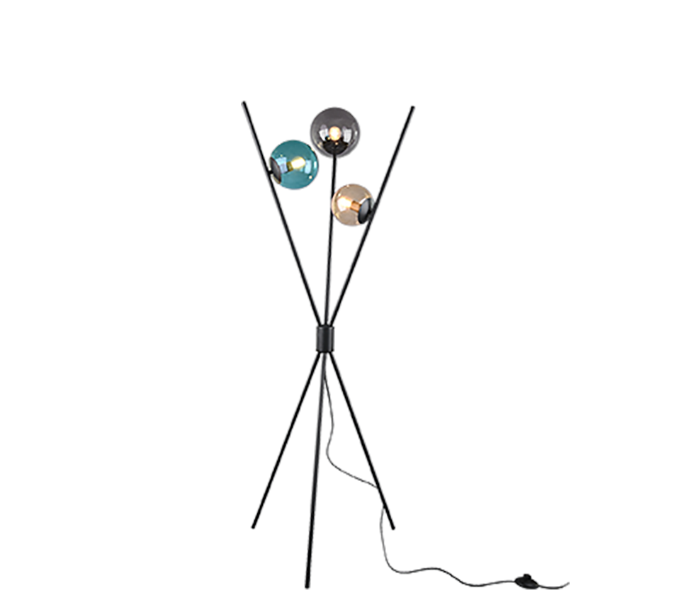 Vloerlamp Saudir Mat Zwart H156 cm - Set van 3