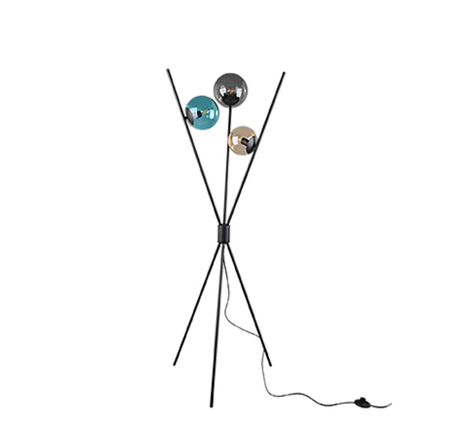 Vloerlamp Saudir Mat Zwart H156 cm - Set van 3 - Afbeelding 2