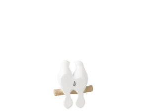 Kunsttak Dontand Wit met twee witte vogels op tak, compact decoratief woonaccessoire voor een rustige uitstraling