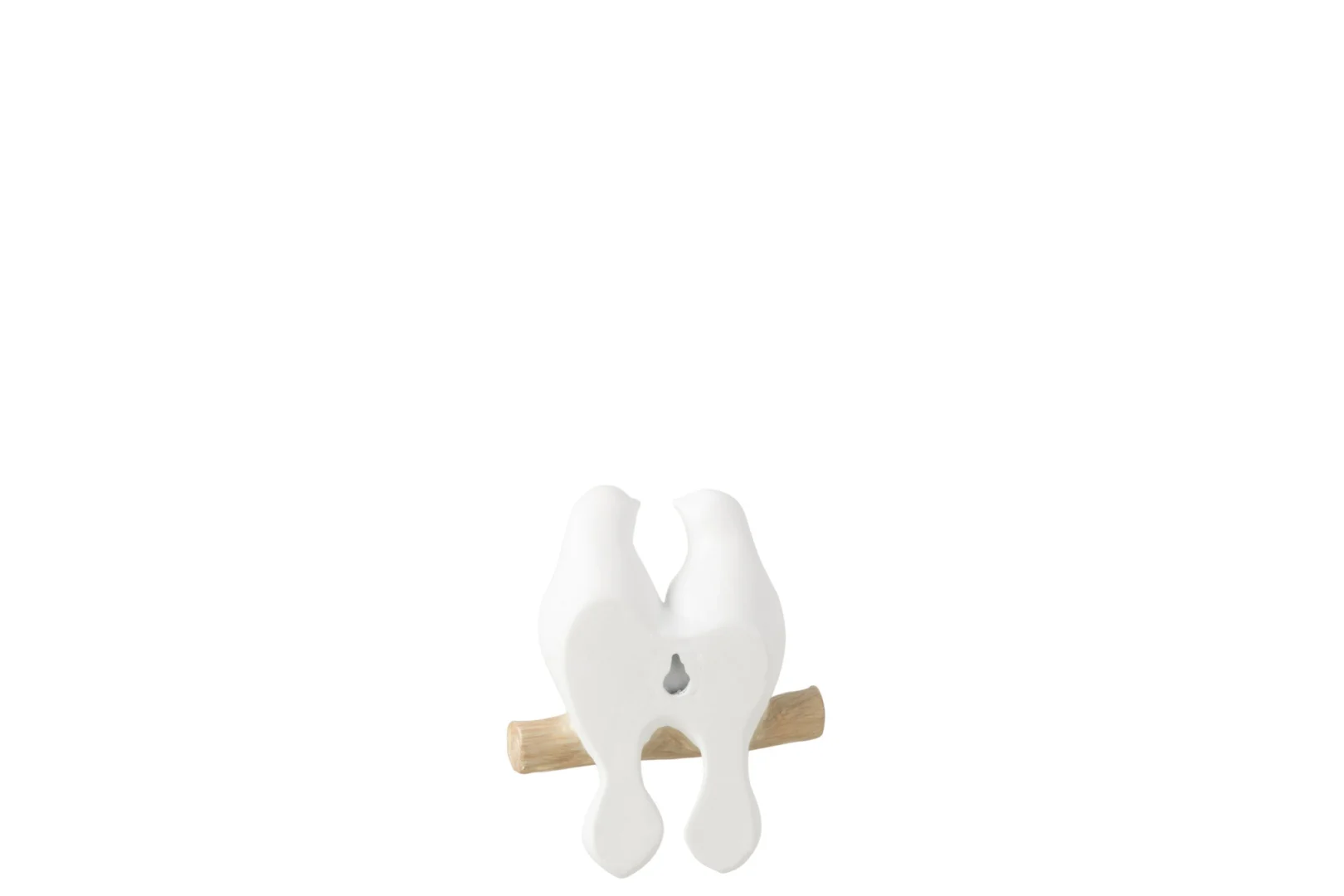 Kunsttak Dontand Wit met twee witte vogels op tak, compact decoratief woonaccessoire voor een rustige uitstraling