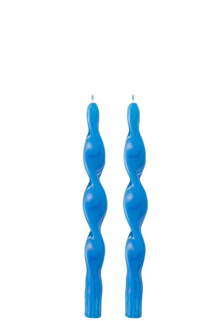 Kaars Viestond Paraffine Blauw - Set van 2 - Afbeelding 3