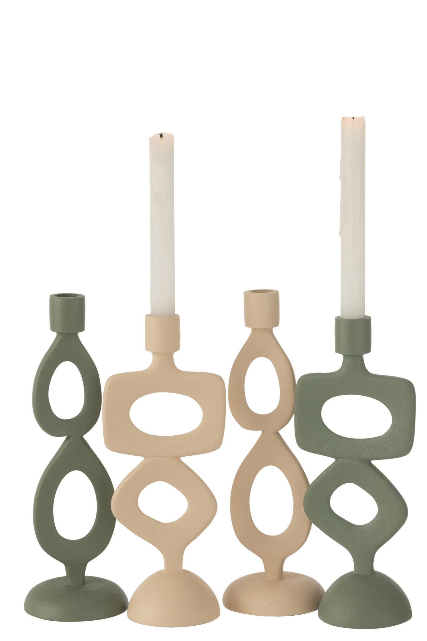 Kandelaar Treisor Aluminium Beige H26,5 cm - Set van 2 - Afbeelding 3