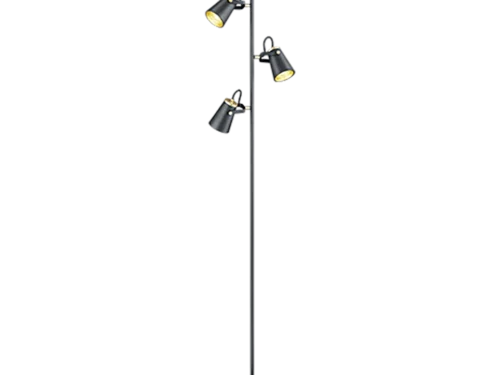 Sunnino matzwarte vloerlamp H160 cm met 3 verstelbare spots in modern slank design
