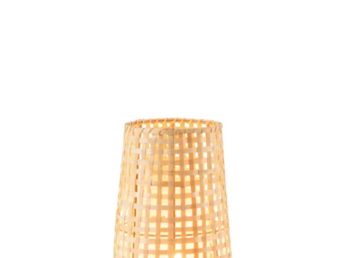 Vloerlamp Keermira Rotan met naturel geweven kap en warme sfeerverlichting, compact formaat voor kast of sidetable