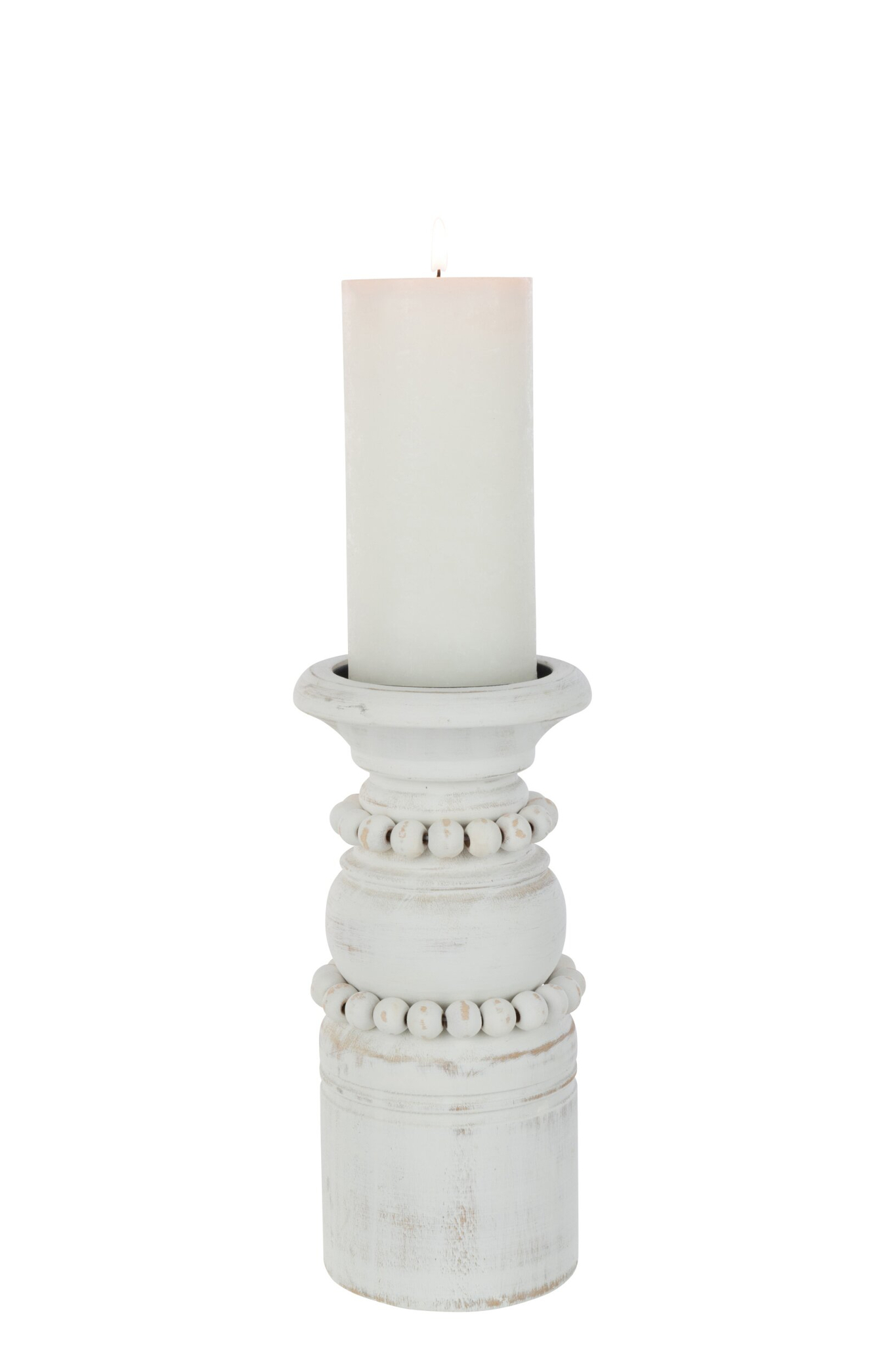 Kandelaar Staarrin Hout Wit H23 cm - Afbeelding 2