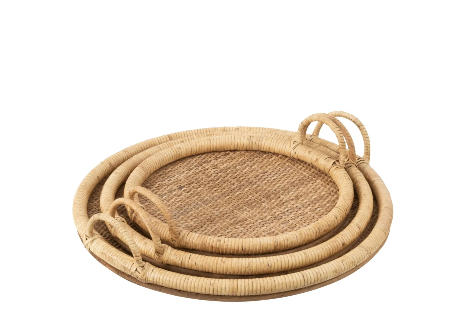 Dienblad Nunspeet Rotan Naturel - Set van 3 - Afbeelding 2