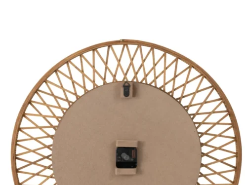 Wandklok Fauldino Naturel met ronde houten lattenrand en rustige, natuurlijke uitstraling voor aan de muur