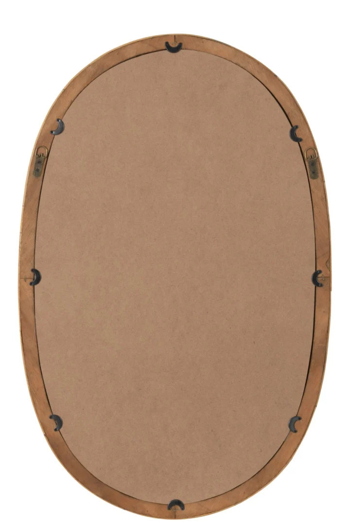 Spiegel Tiestis Naturel ovale wandspiegel met rotan frame en natuurlijke afwerking, 95 x 3 cm