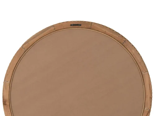 Ronde Spiegel Gasella Naturel, 75 cm, met vurenhout en rotan rand in warme naturel tinten