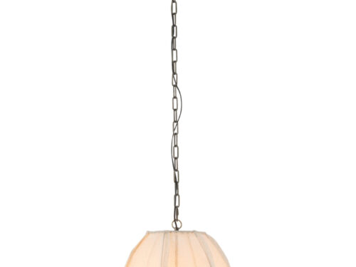 Plafondlamp Gurnor Linnen met witte linnen kap en kettingophanging, zacht en natuurlijk design