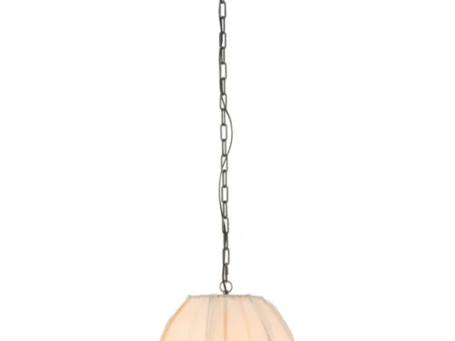 Plafondlamp Gurnor Linnen met witte linnen kap en kettingophanging, zacht en natuurlijk design