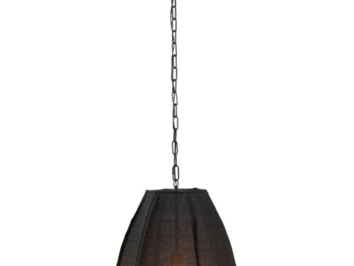 Plafondlamp Villach Linnen zwart met linnen kap en ijzeren ketting, sfeervol en strak design