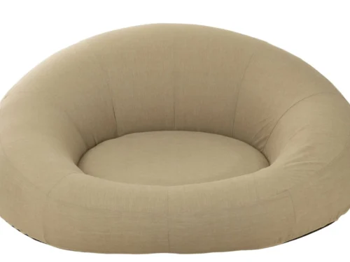 Beige Matras Jeimmak donut-vormige loungekussen, stevig en lichtgewicht met onderhoudsvriendelijk design
