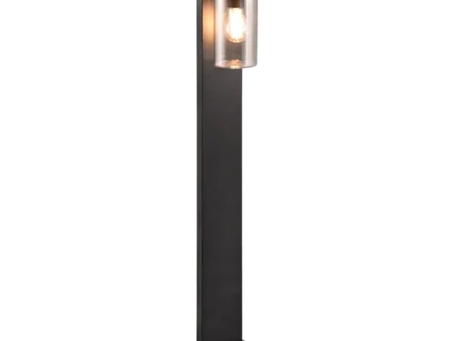 Buitenlamp Sleerine mat zwart met transparant glas en sfeervolle lichtbron, moderne staande tuinlamp