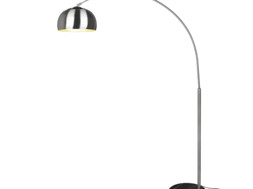Brig boogvloerlamp mat nikkel met zwarte marmeren voet, hoge 200 cm boog voor gericht licht