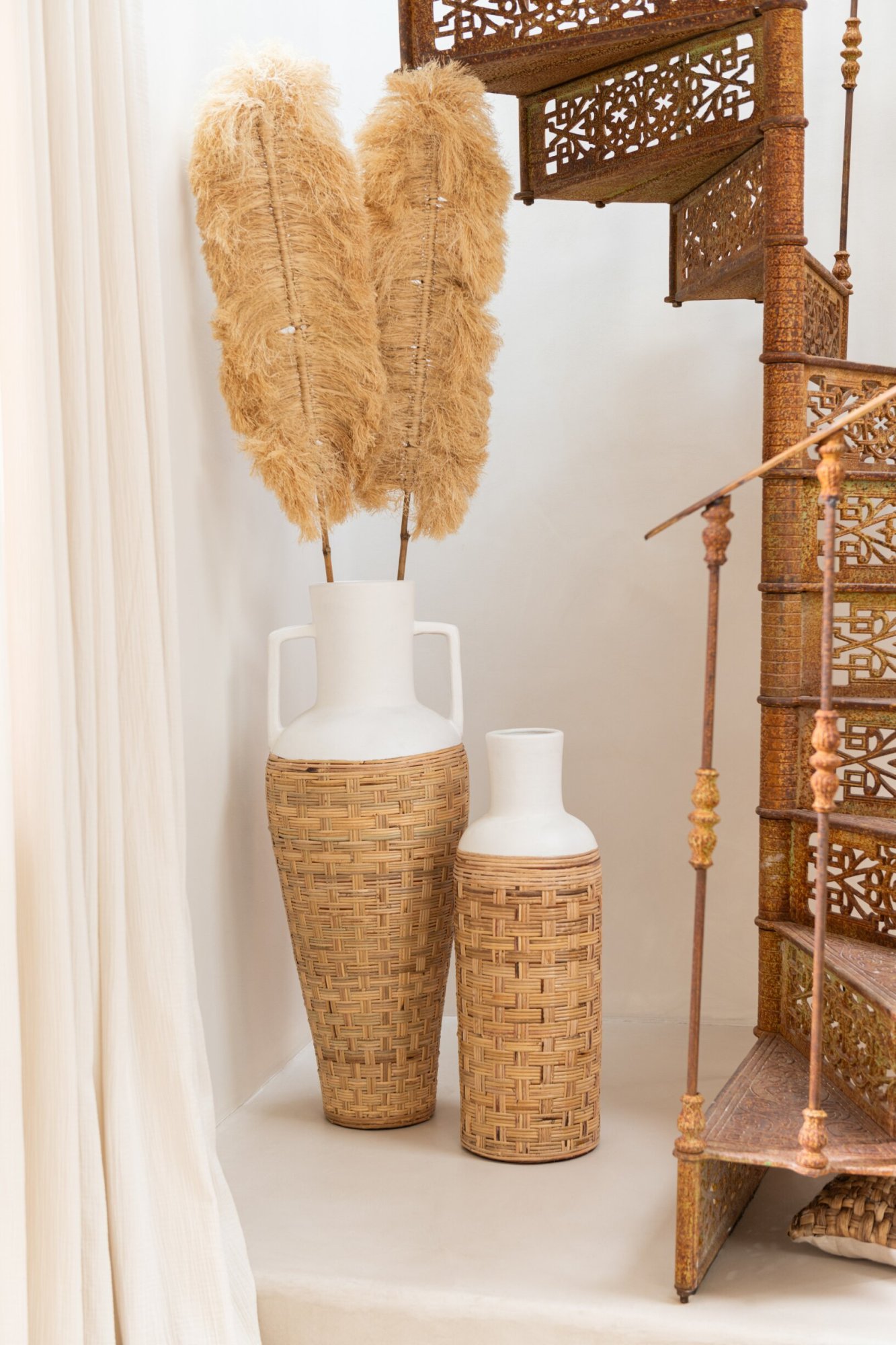 Vaas Slaasia Terracotta Wit H100 cm - Afbeelding 2