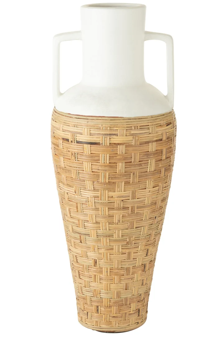 Vaas Slaasia Terracotta Wit H100 cm - Afbeelding 3