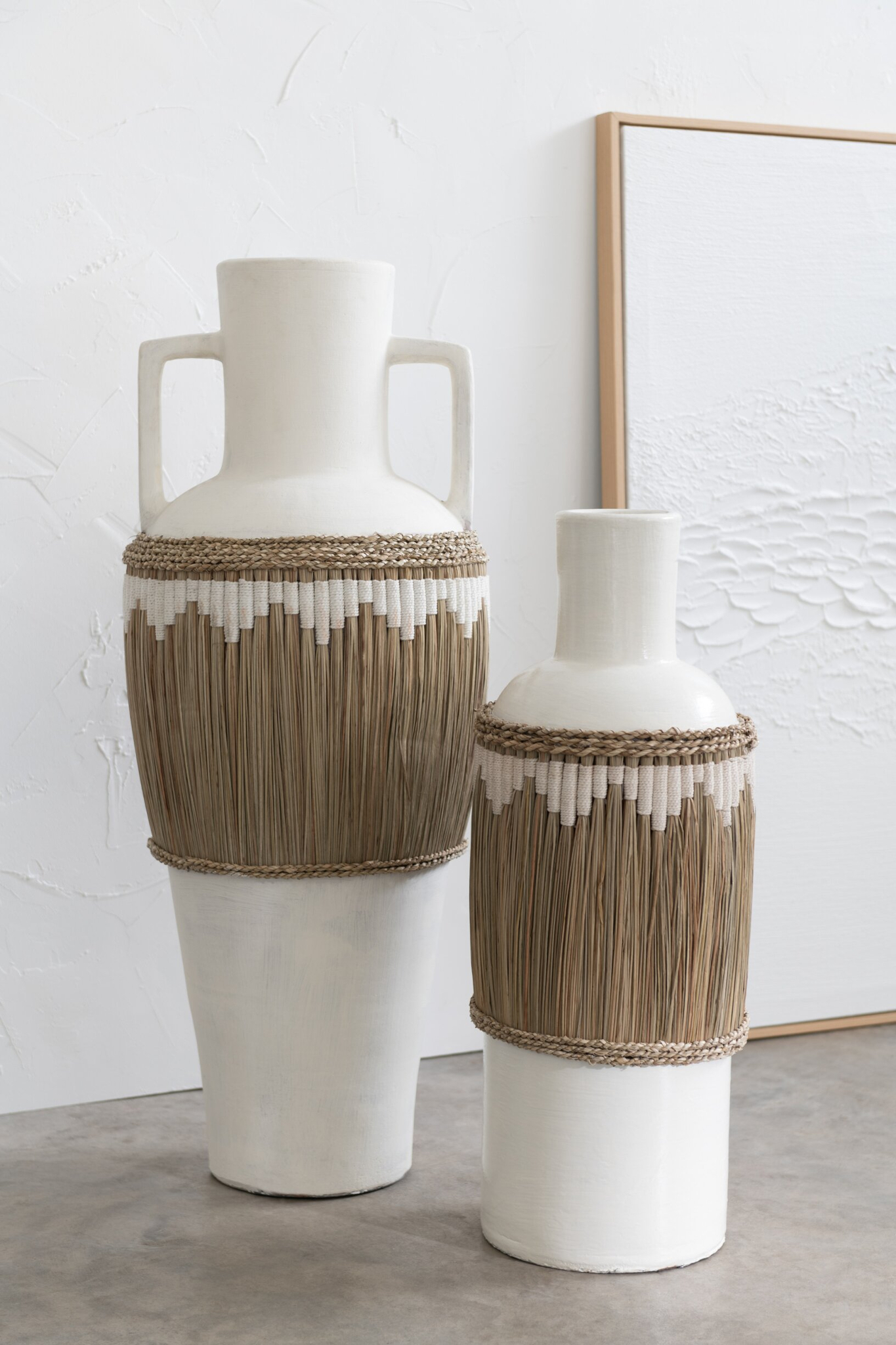 Vaas Jarin Terracotta Wit H75 cm