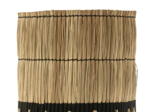 Lampenkap Heskand Gras Zwart, handgevlochten 100% gras met zwart accent en natuurlijke textuur