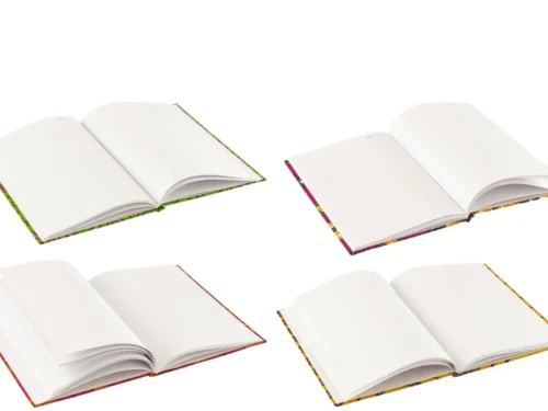 Woonaccessoire Sleentil set van 4, meerkleurige A4-notitieboeken met stof-papieren kaft en lined pagina’s