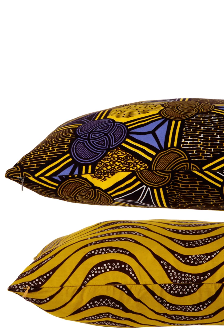 Joodel sierkussens set van 2, 45x45 cm, meerkleurig Afrikaans patroon in katoen-polyester mix