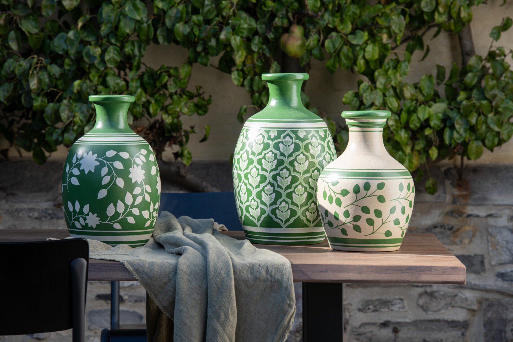 Vaas Deman Terracotta Groen H43 cm - Afbeelding 2