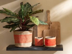 Mand Grosio Jute Oranje - Set van 2