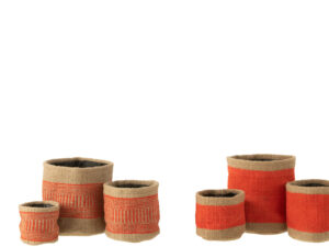 Mand Bove Jute Oranje - Set van 2