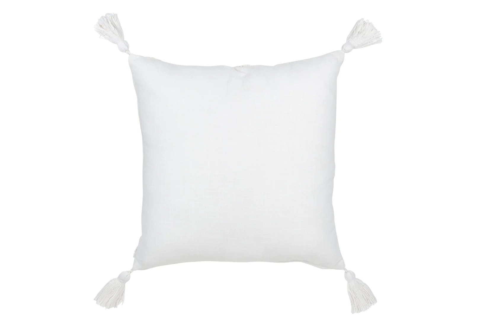 Braulvira wit sierkussen 45x45 cm van katoen met speelse kwastjes en rustige, natuurlijke uitstraling