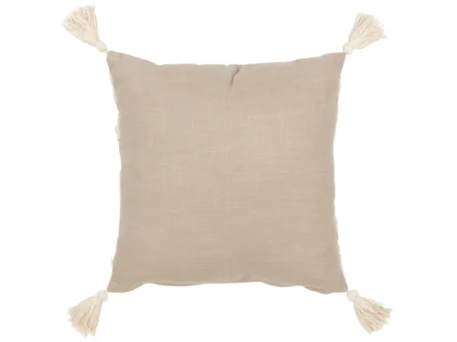 Kussen Dosano grijs 45x45 cm met katoenen stof en speelse kwastjes, decoratief en zacht