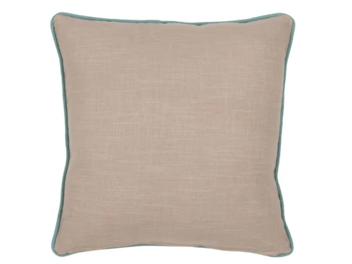 Kussen Klientu Grijs 45x45 cm met rustige linnenlook en donkergroene bies voor een stijlvol interieur
