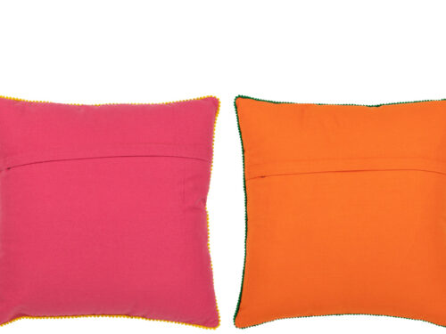 Kussen Sibona set van 2 in roze en oranje, 45x45 cm, met zachte boorden en effen achterkant